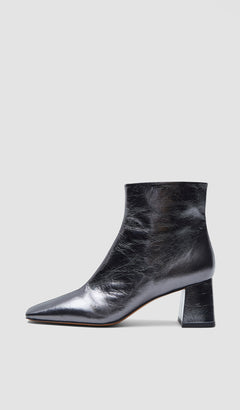 Silver Heeled Metallic Leather Ankle Boots - Joseph