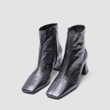 Silver Heeled Metallic Leather Ankle Boots - Joseph