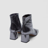 Silver Heeled Metallic Leather Ankle Boots - Joseph