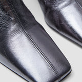 Silver Heeled Metallic Leather Ankle Boots - Joseph