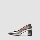 Gold Heeled Metallic Leather Shoes - Joseph