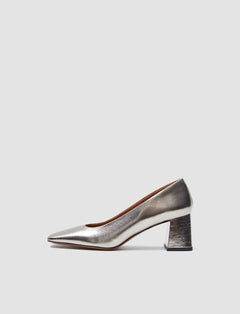 Gold Heeled Metallic Leather Shoes - Joseph