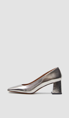 Gold Heeled Metallic Leather Shoes - Joseph