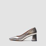 Gold Heeled Metallic Leather Shoes - Joseph