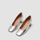 Gold Heeled Metallic Leather Shoes - Joseph