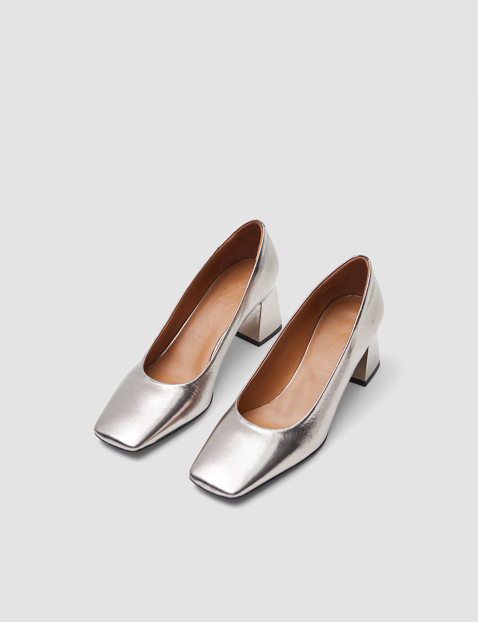 Gold Heeled Metallic Leather Shoes - Joseph