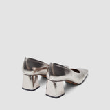 Gold Heeled Metallic Leather Shoes - Joseph