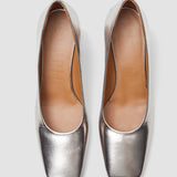 Gold Heeled Metallic Leather Shoes - Joseph