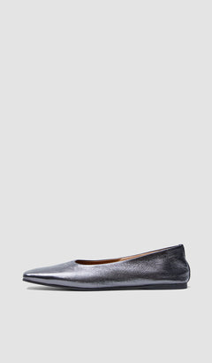 Silver Metallic Leather Ballerinas - Joseph
