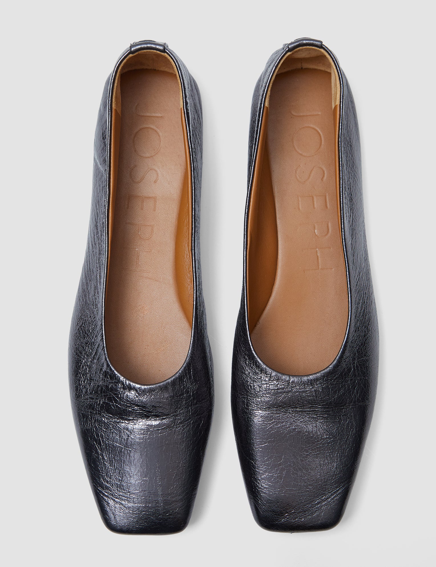 Silver Metallic Leather Ballerinas - Joseph