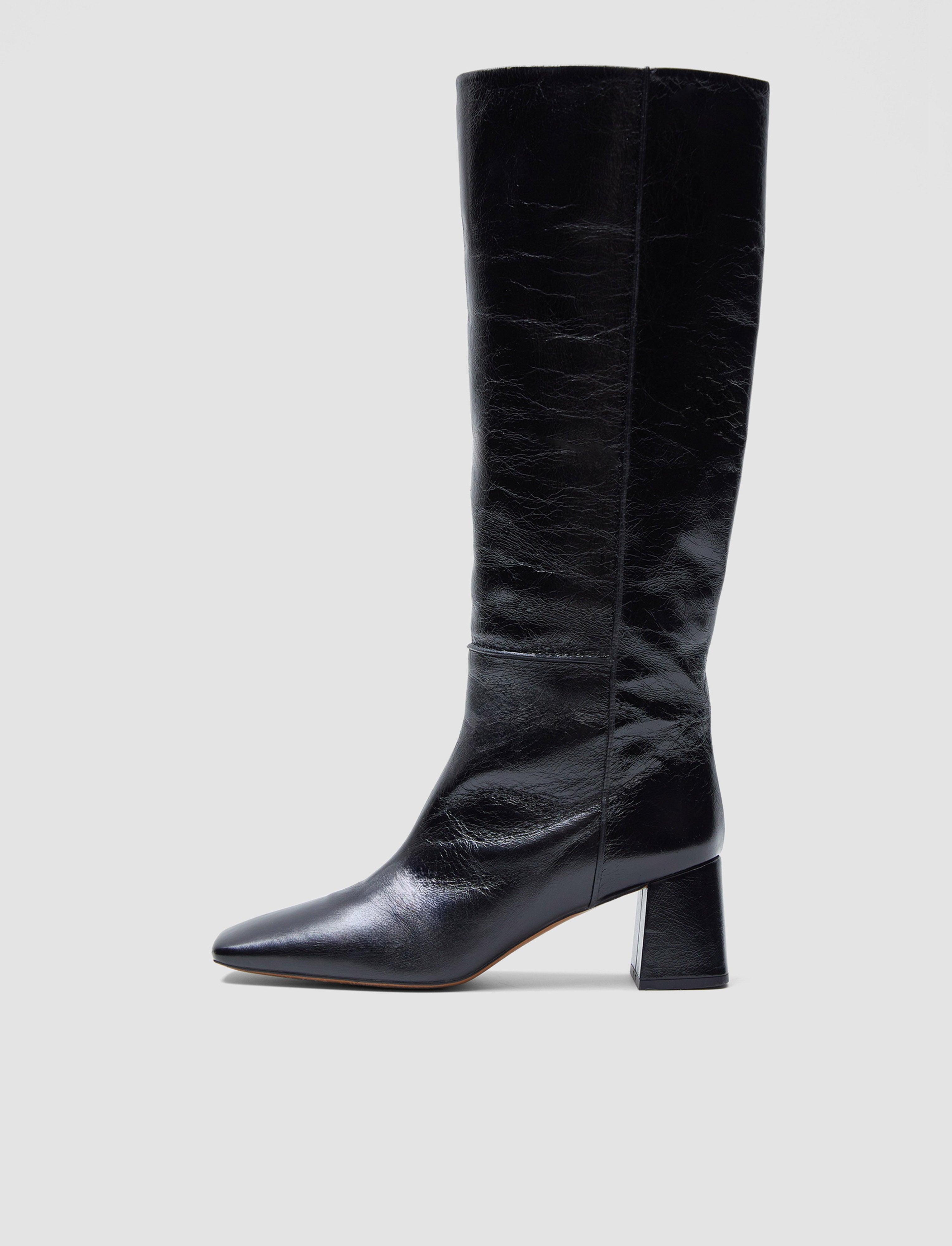 noir-bottes-montantes-en-cuir-verni-a-talon-JOSEPH