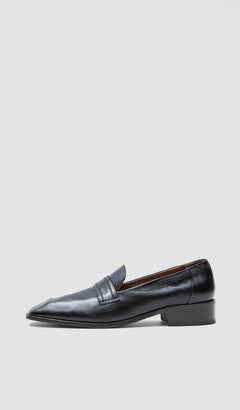Black Leather Penny Loafers - Joseph