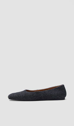 Grey Textured Wool Ballerinas - Joseph