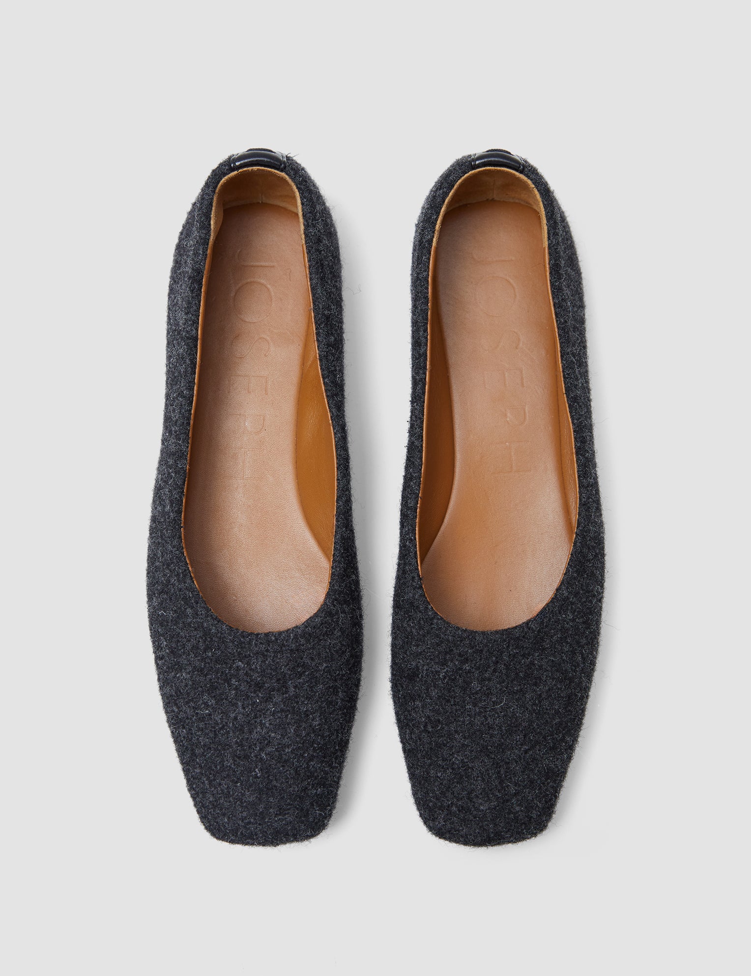 Grey Textured Wool Ballerinas - Joseph