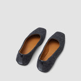 Grey Textured Wool Ballerinas - Joseph