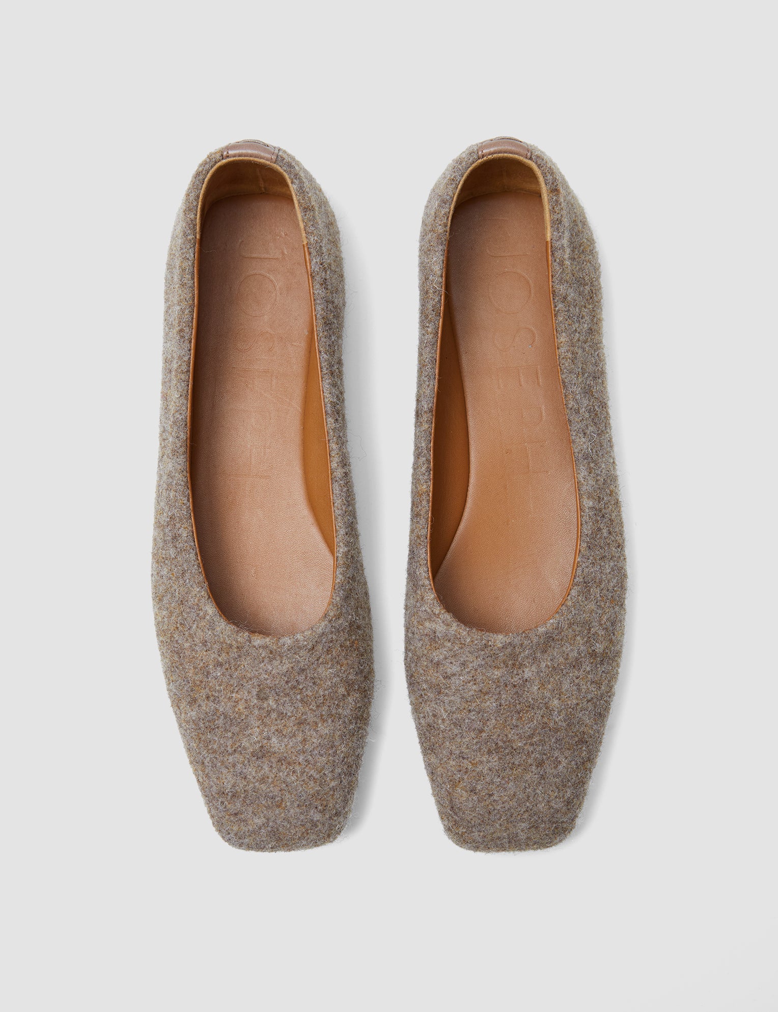 Brown Textured Wool Ballerinas - Joseph