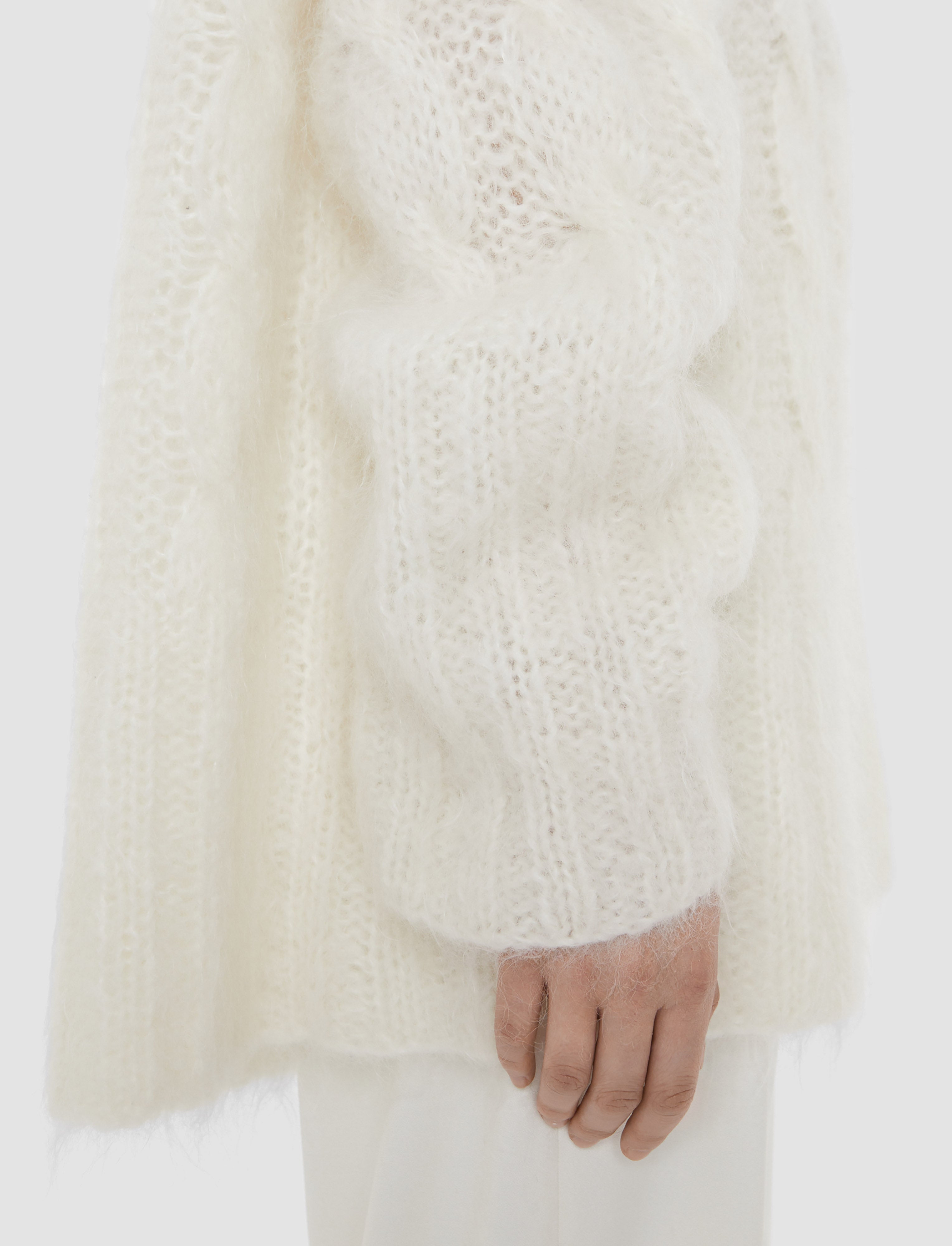 Fortin Hand Knitted Cable Mohair Jumper in White | JOSEPH GB Fortin Hand Knitted Cable Mohair Jumper in White | JOSEPH GB