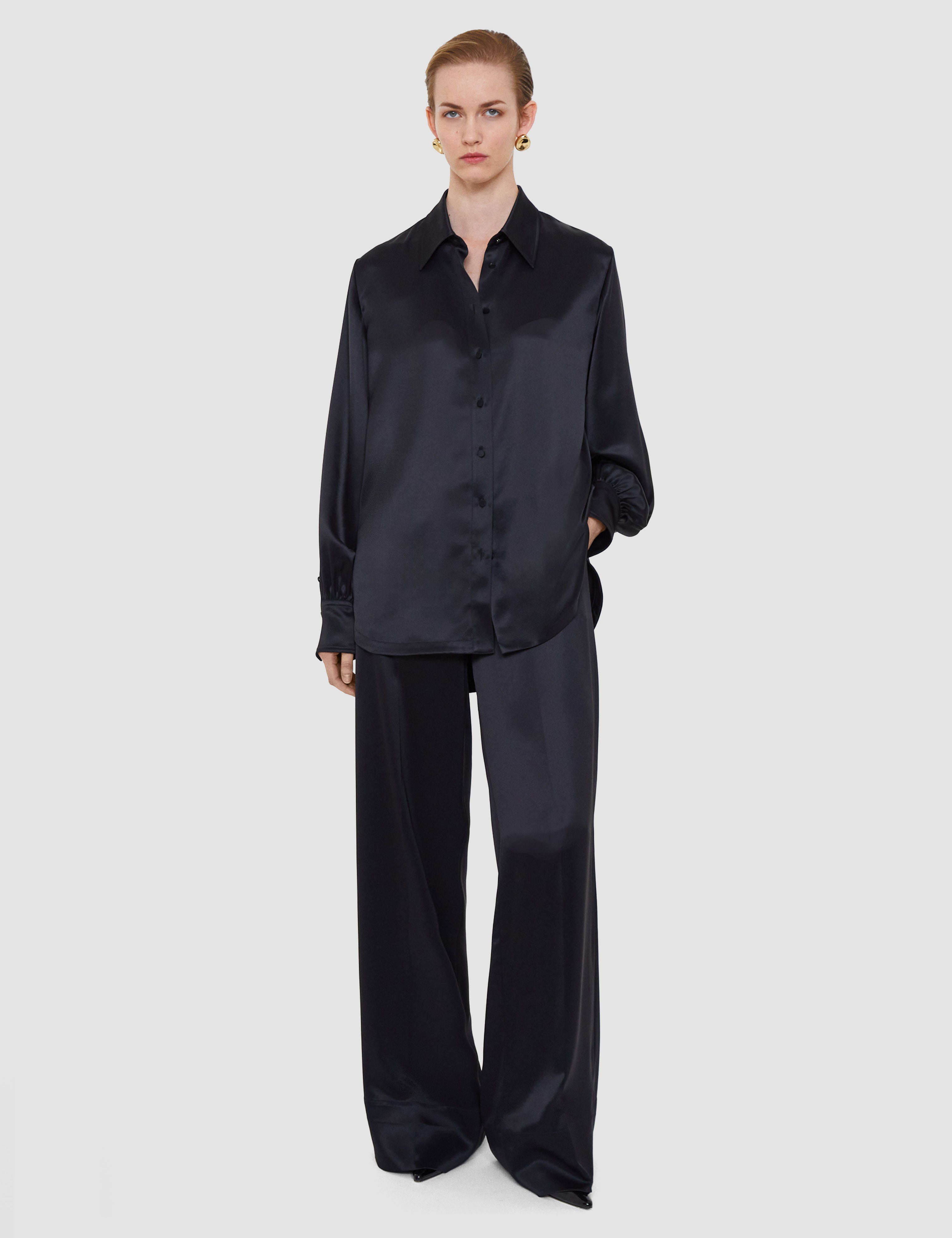 Black Dieu Double Satin Blouse - Joseph
