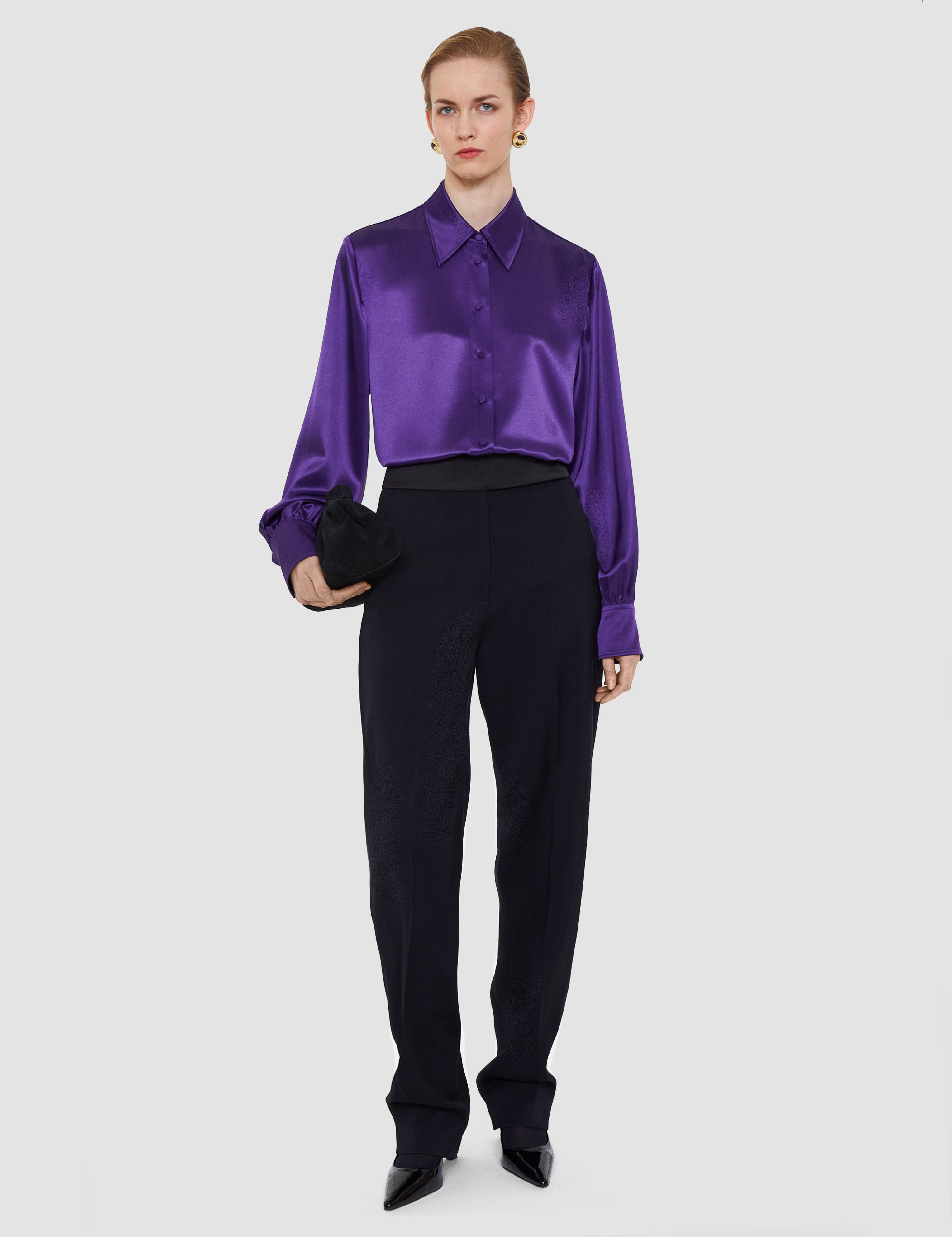 Purple Dieu Double Satin Blouse - Joseph