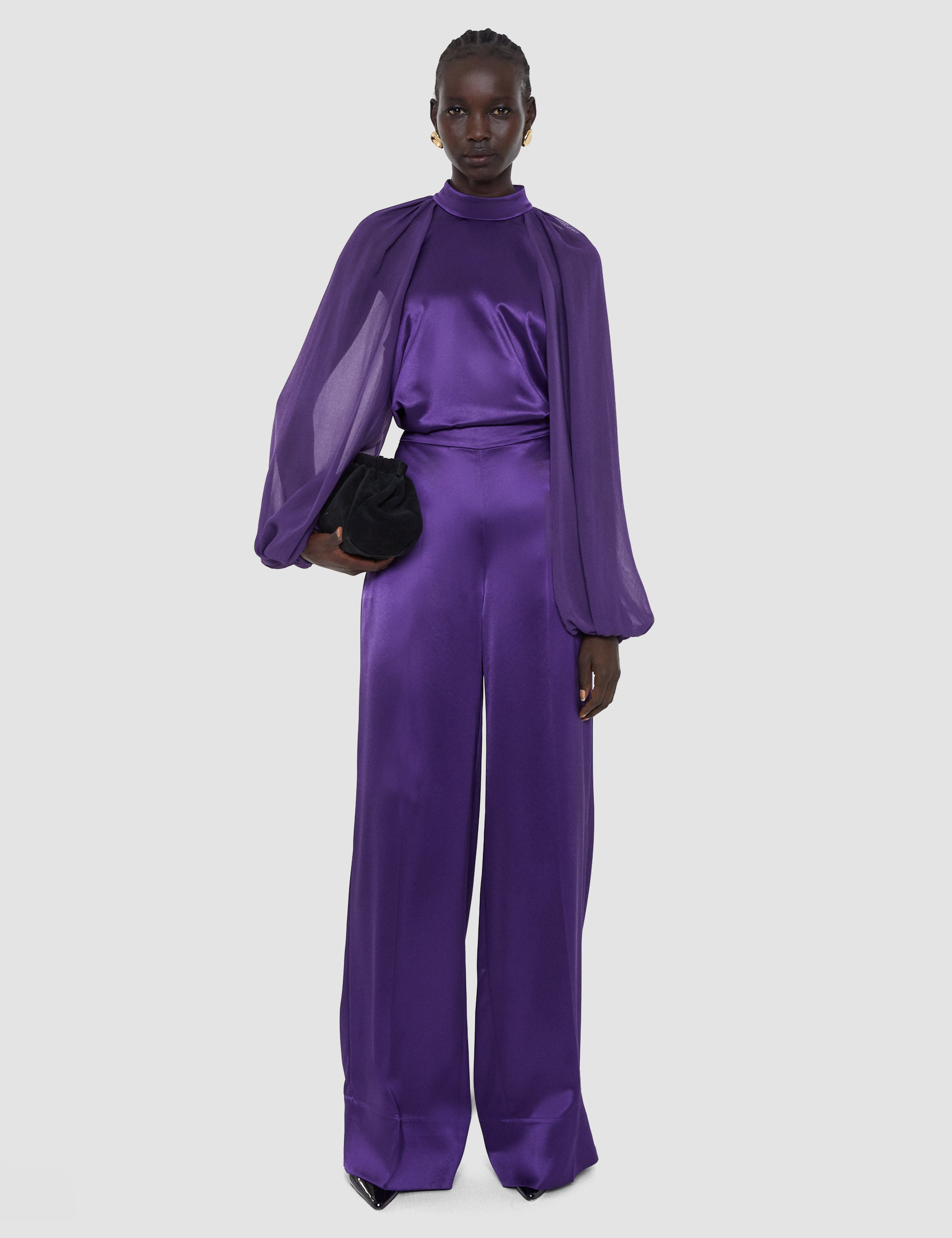 Purple Dijon Double Satin Trousers - Joseph