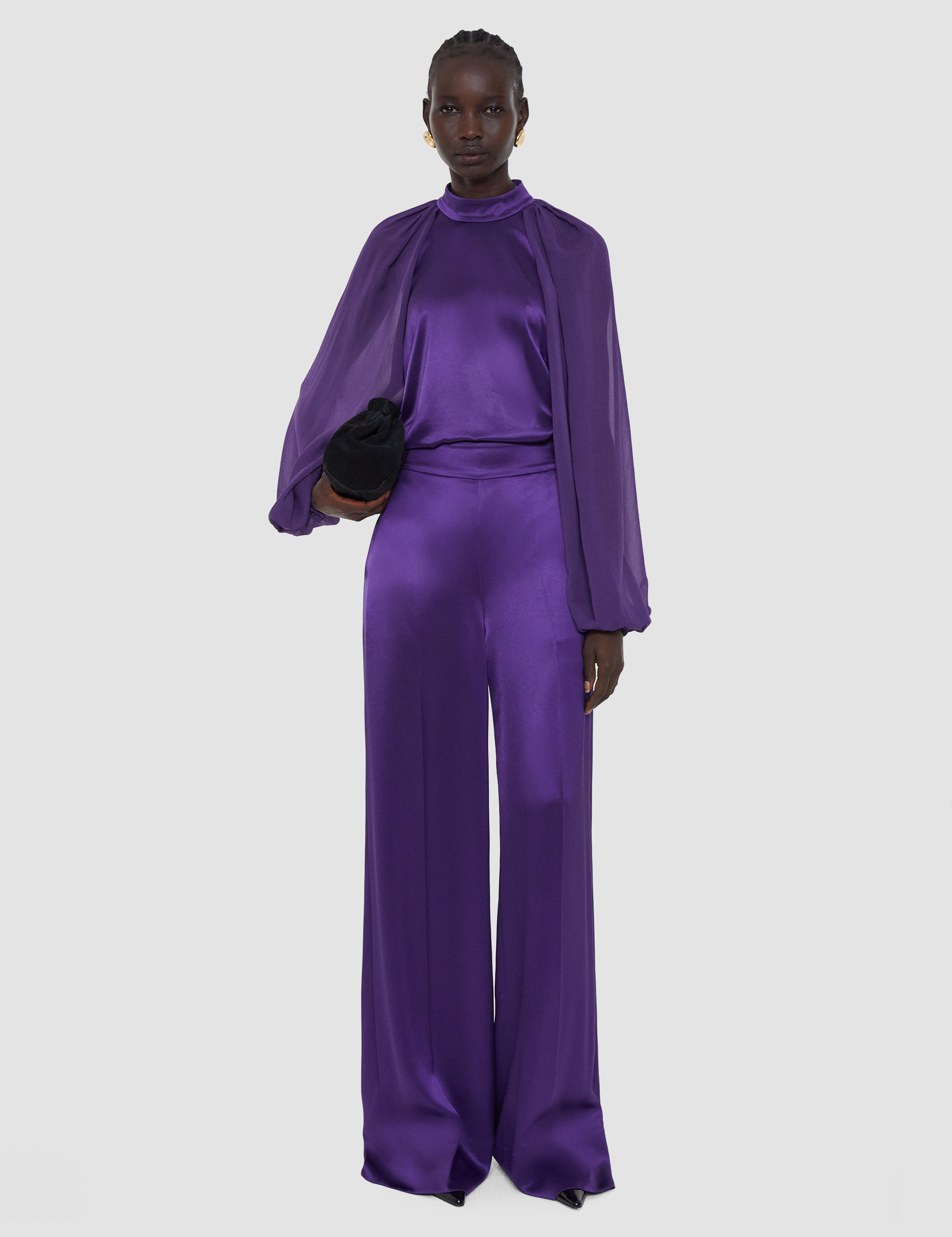 Purple Dijon Double Satin Trousers - Joseph