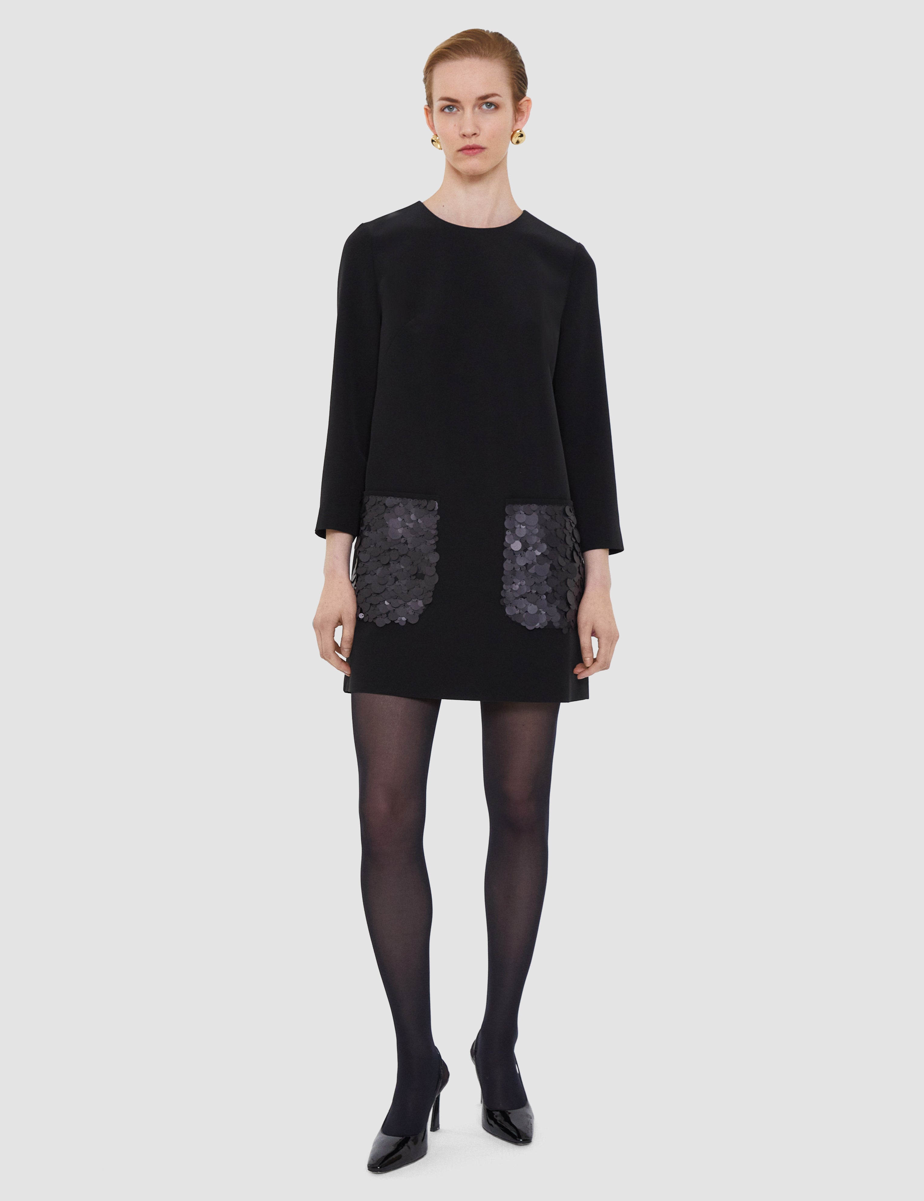 Black Bixio Satin Twill Dress - Joseph