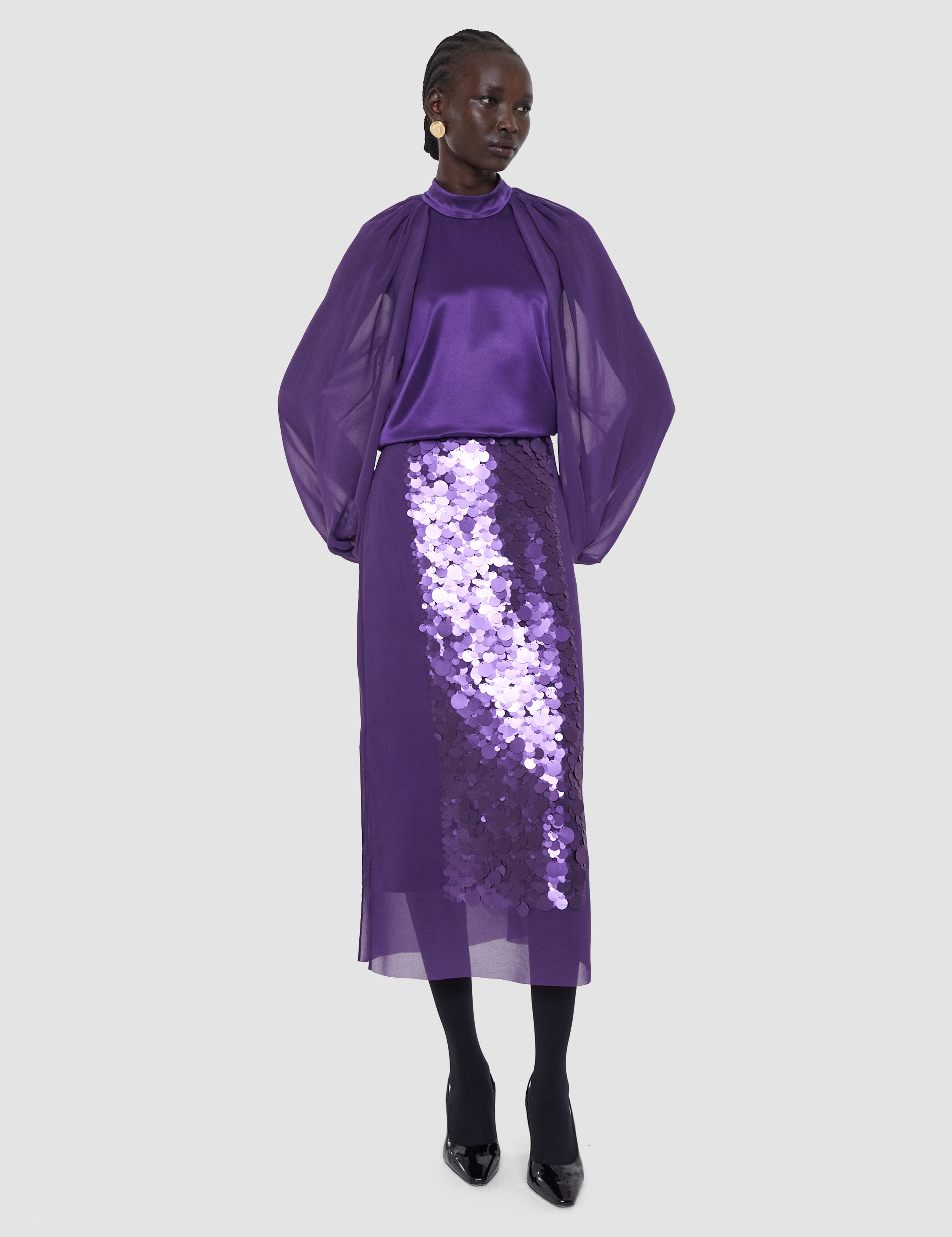 Purple Cambo Chiffon Sequin Skirt - Joseph