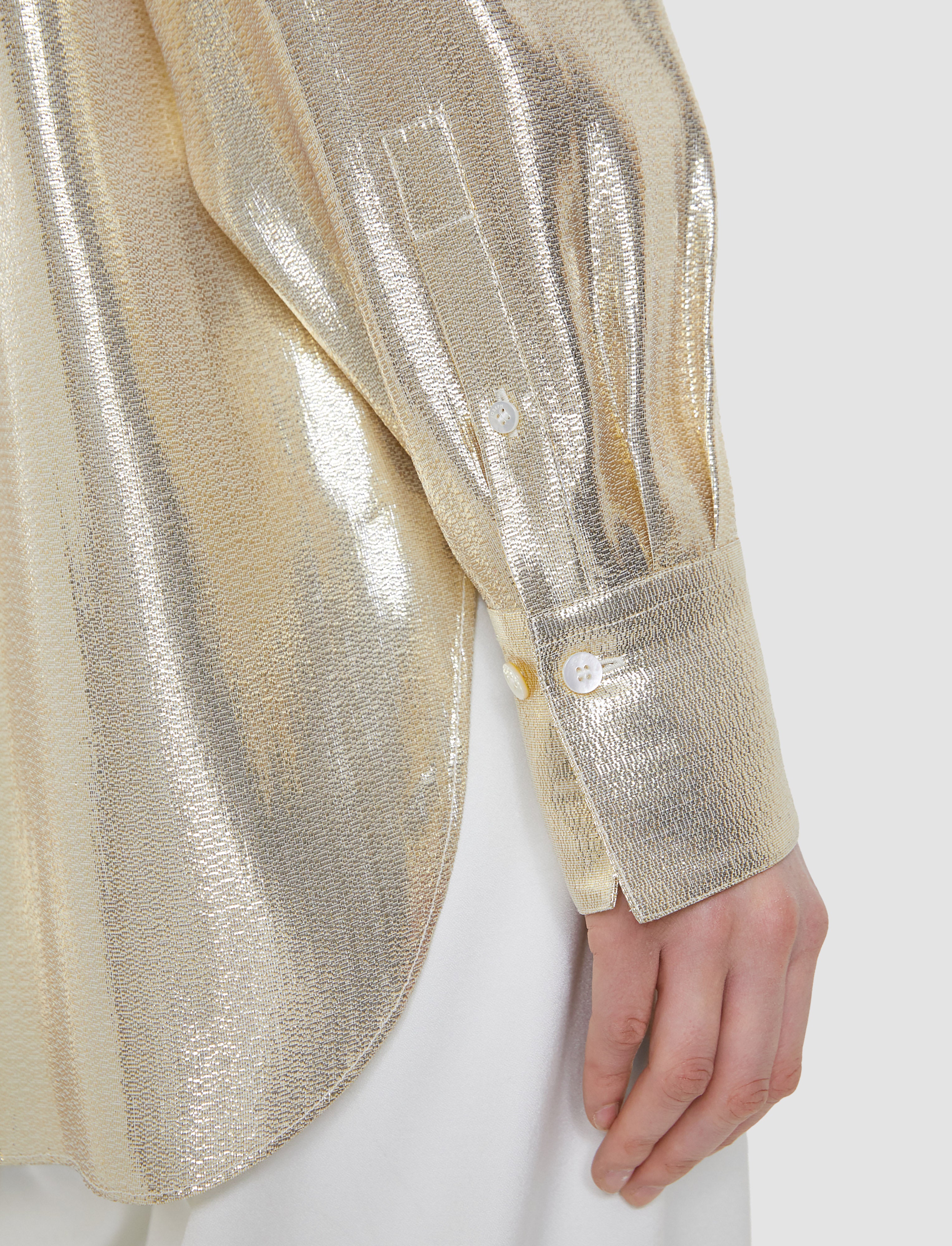 Capri Lamé Silk Blouse in Gold | JOSEPH US