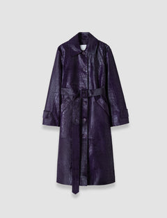 Purple Auger Embossed Croc Leather Coat - Joseph