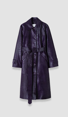 Purple Auger Embossed Croc Leather Coat - Joseph
