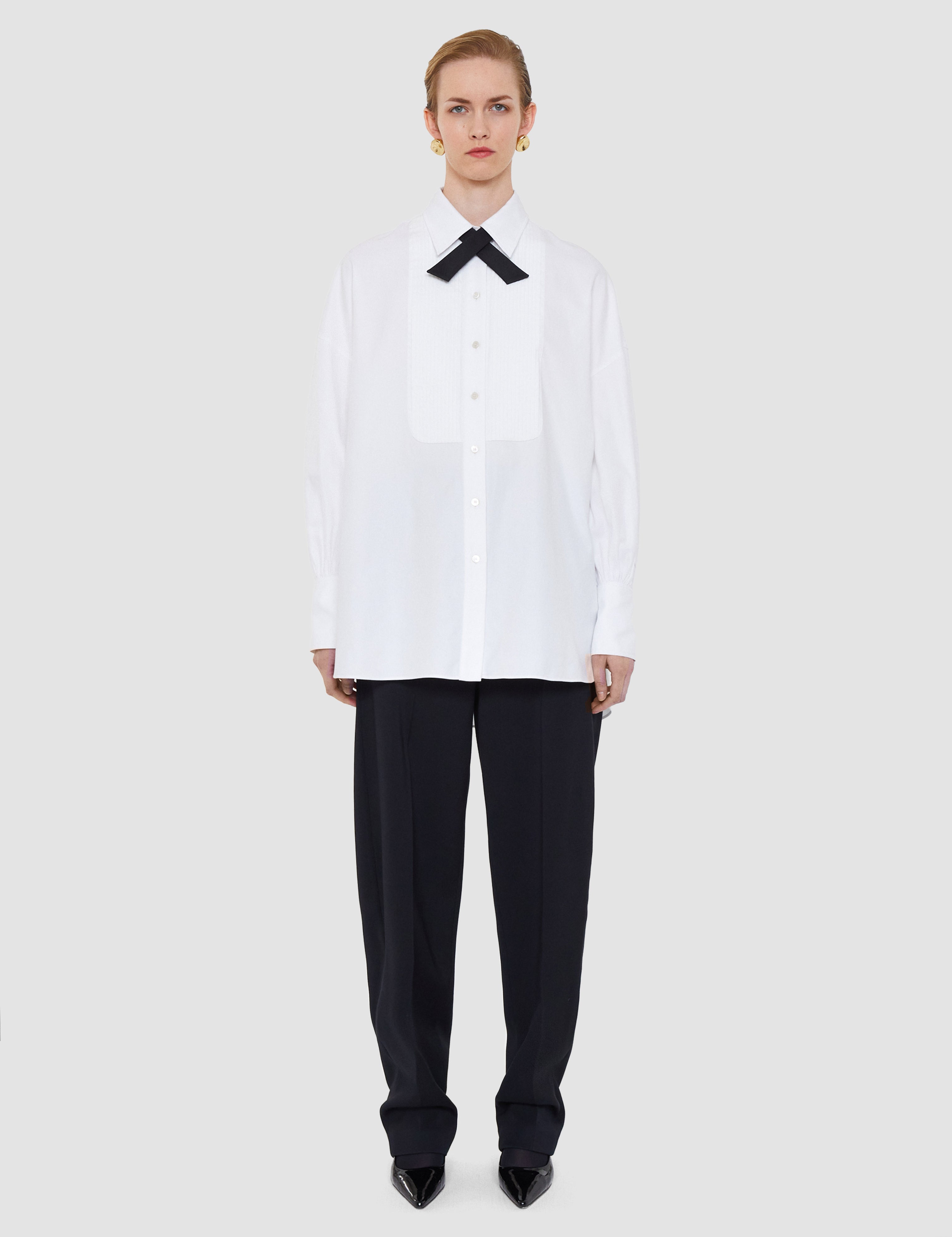White Ferrus Tuxedo Cotton Shirt - Joseph