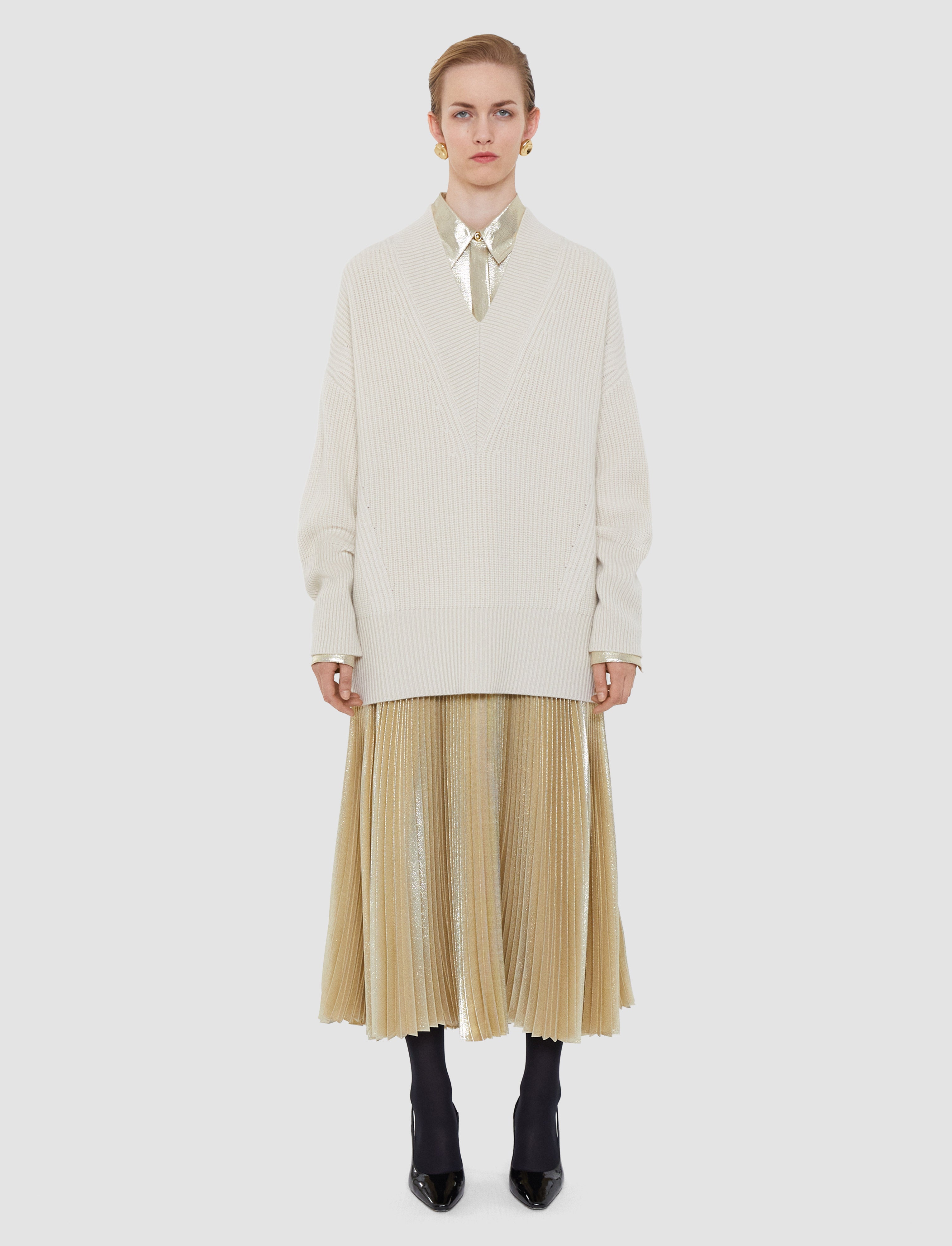 ホワイト-noel-fisherman-rib-cashmere-ジャンパー-JOSEPH