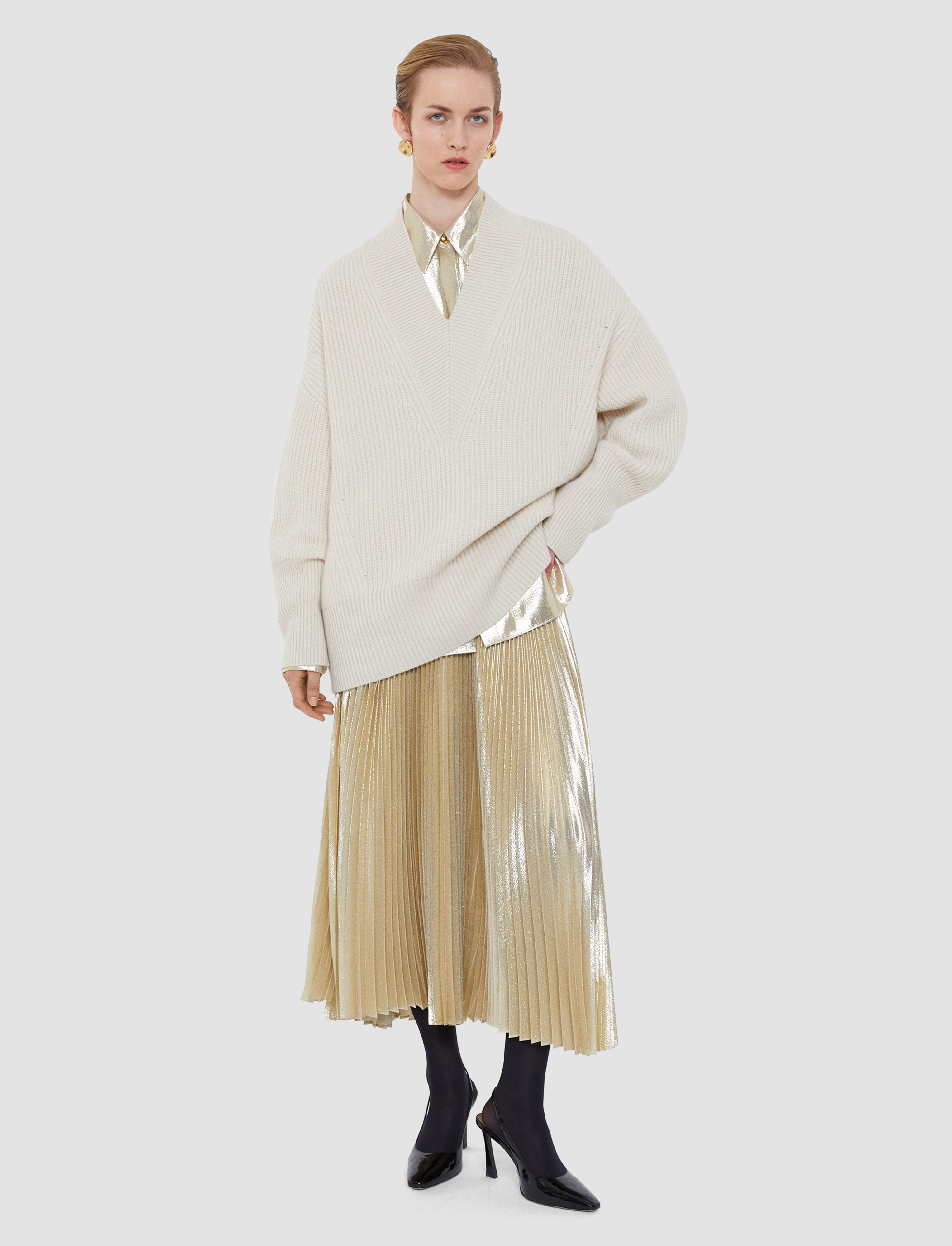 ホワイト-noel-fisherman-rib-cashmere-ジャンパー-JOSEPH