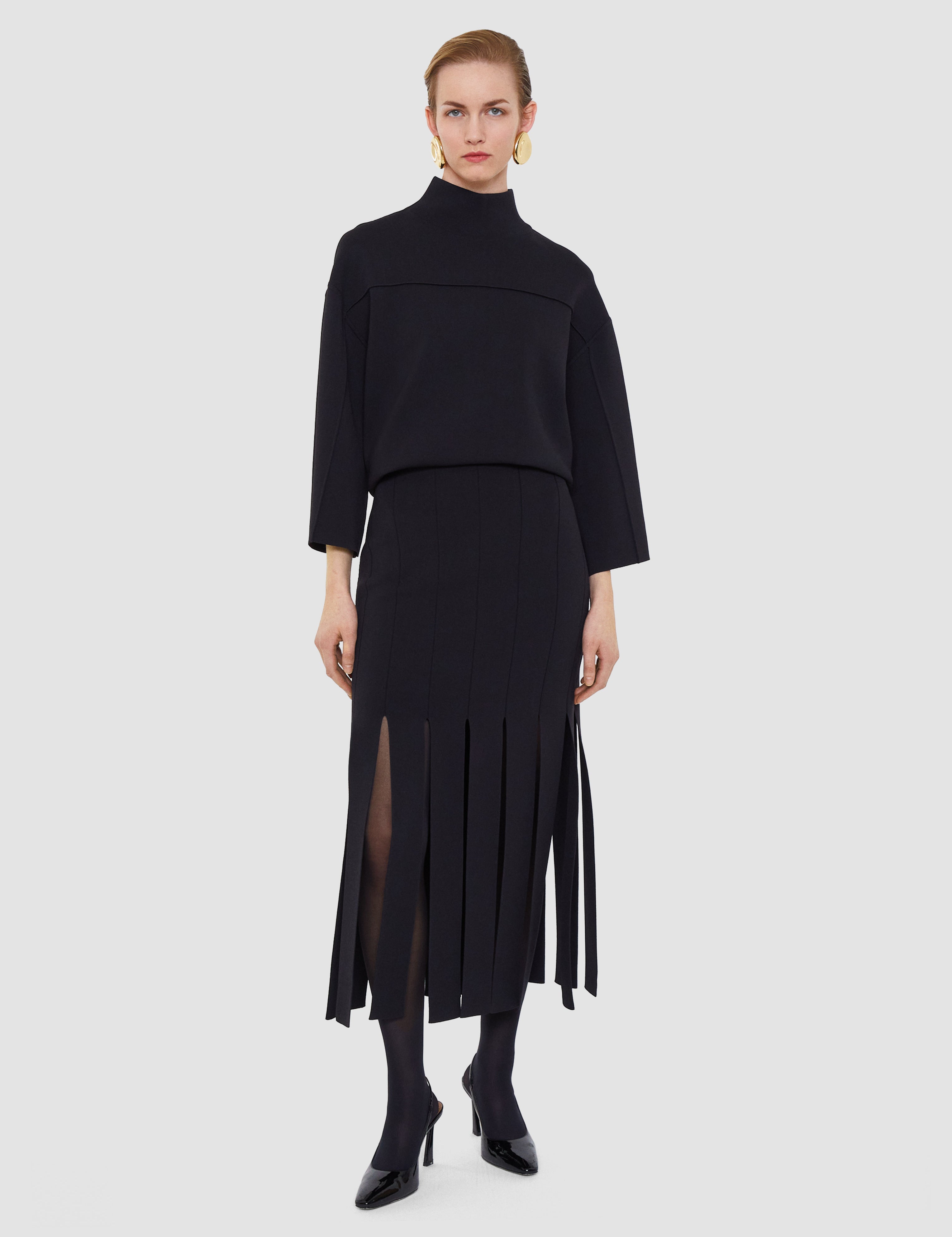 Black Lagny Compact Milano Knit Skirt - Joseph