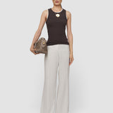 Grey Arven Textured Cotton Linen Trousers - Joseph