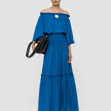 Blue Folia Textured Silk Skirt - Joseph