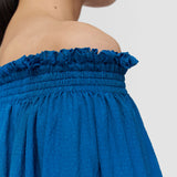 Blue Emi Textured Silk Top - Joseph