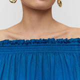 Blue Emi Textured Silk Top - Joseph