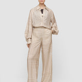 Beige Dijon Printed Silk Trousers - Joseph