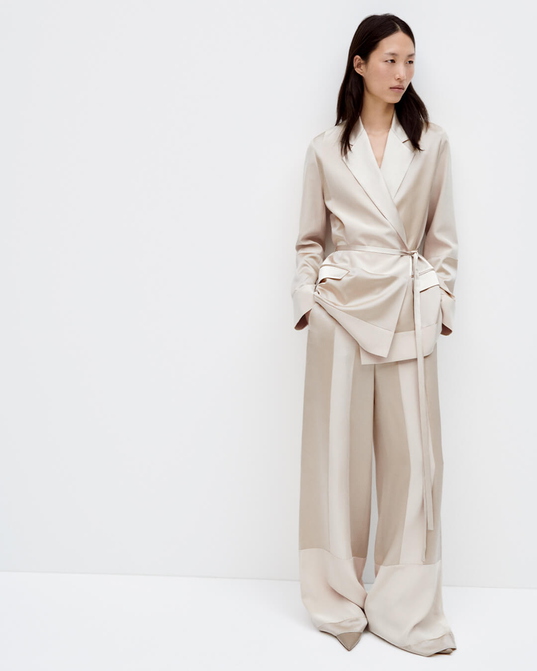 beige-amelia-shiny-matte-satin-jacket-JOSEPH