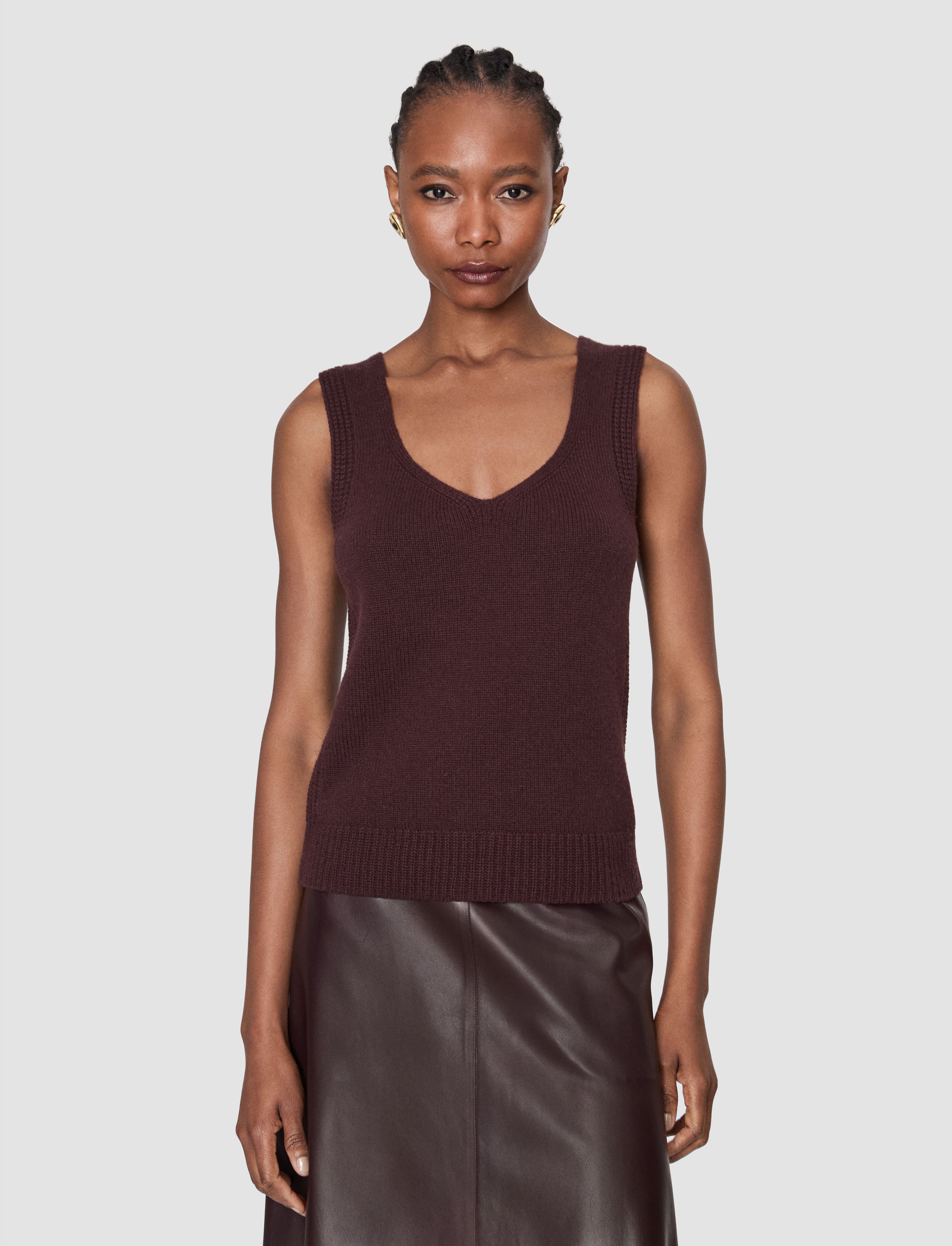 Aba Pure Cashmere Tank Top in Purple | JOSEPH AT