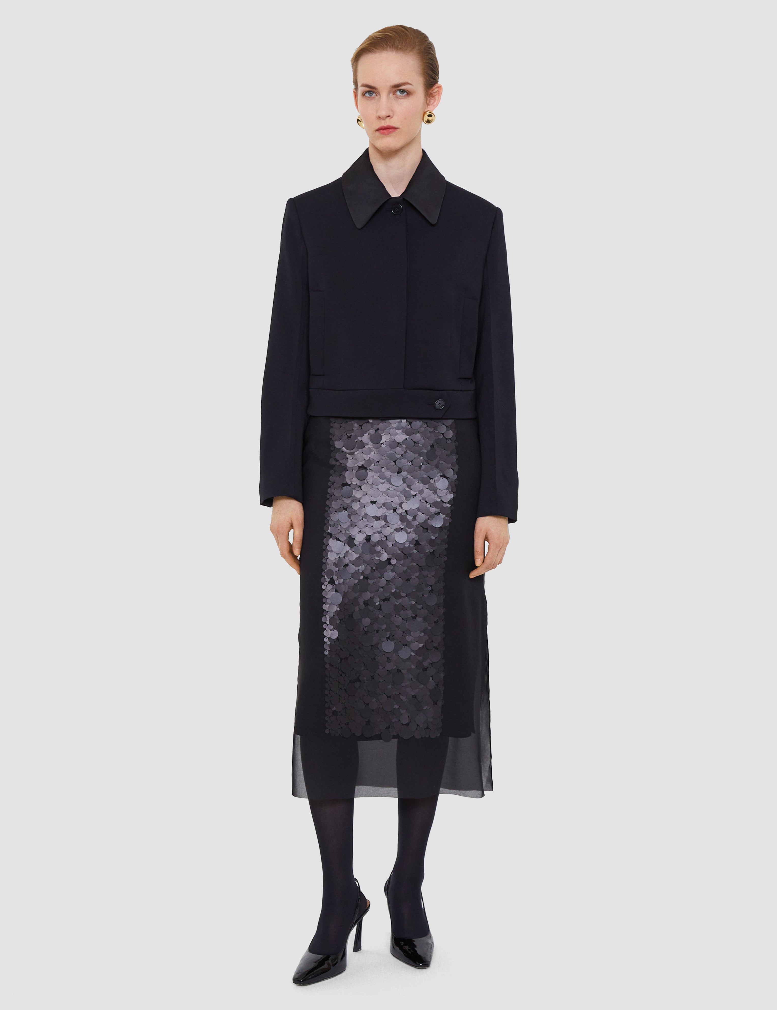 Black Abbe Tailored Crepe Jacket - Joseph