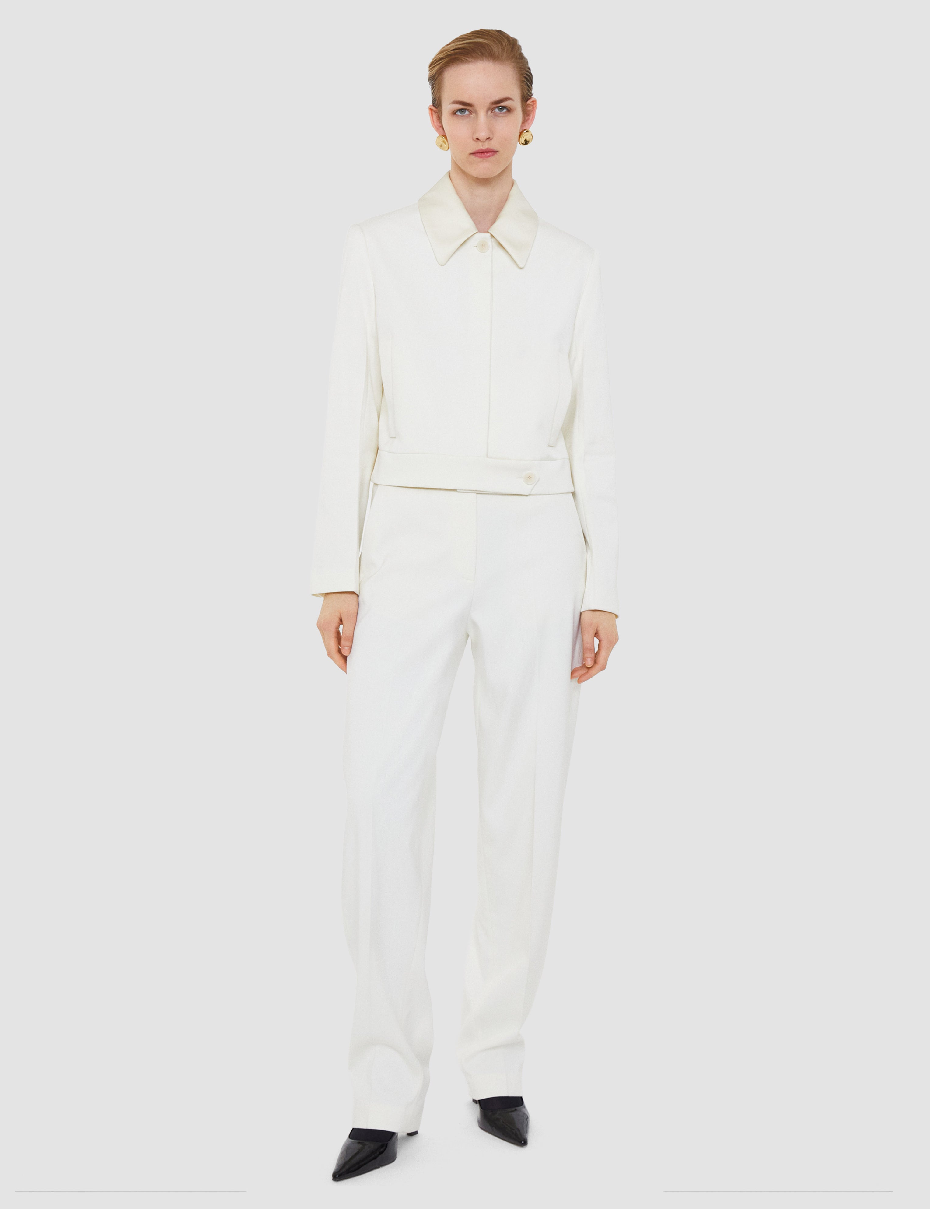 White Abbe Tailored Crepe Jacket - Joseph