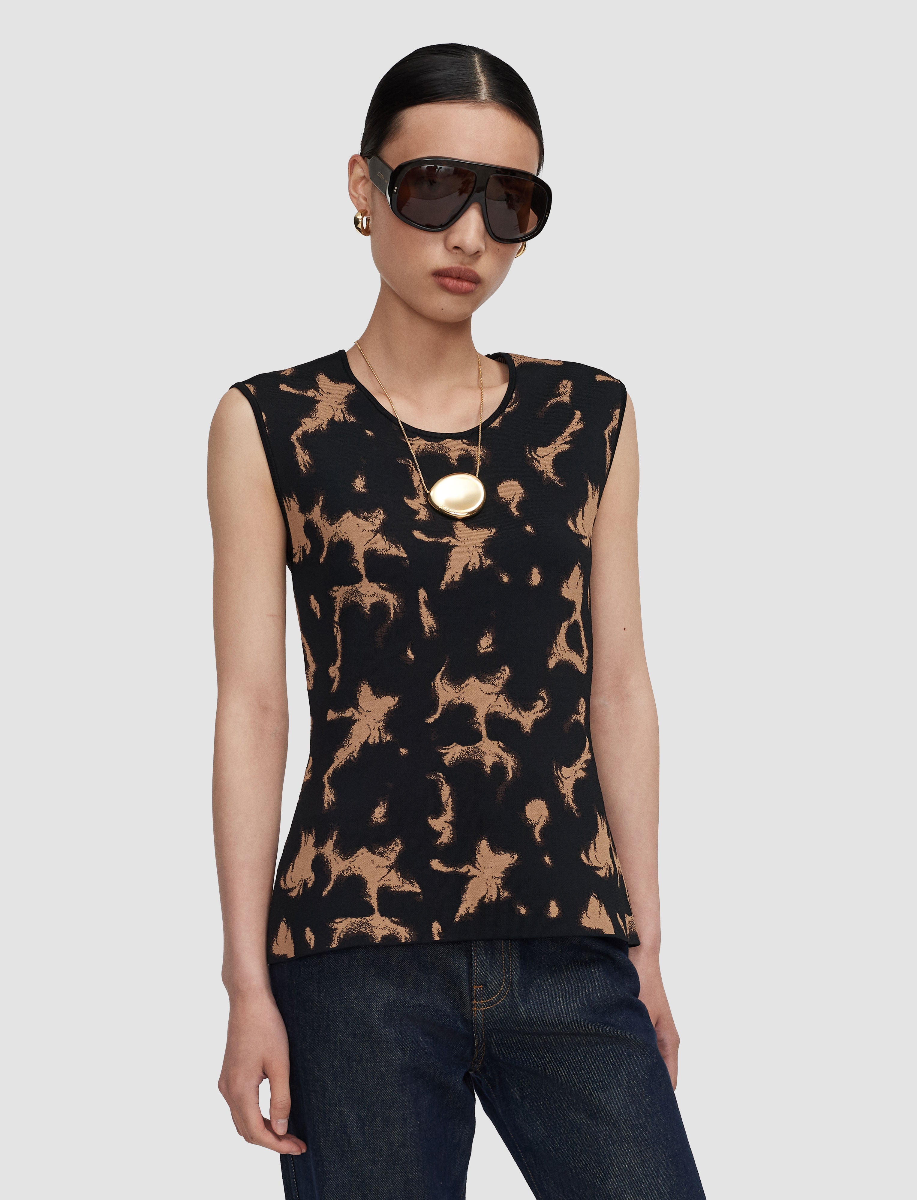 brown-acis-tortoiseshell-knit-tank-top-JOSEPH