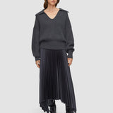 Grey Ade Knit Weave Plissé Skirt - Joseph