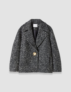 Black Agar Donegal Tweed Wool Coat - Joseph