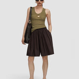 Brown Aissa Cotton Poplin Shorts - Joseph
