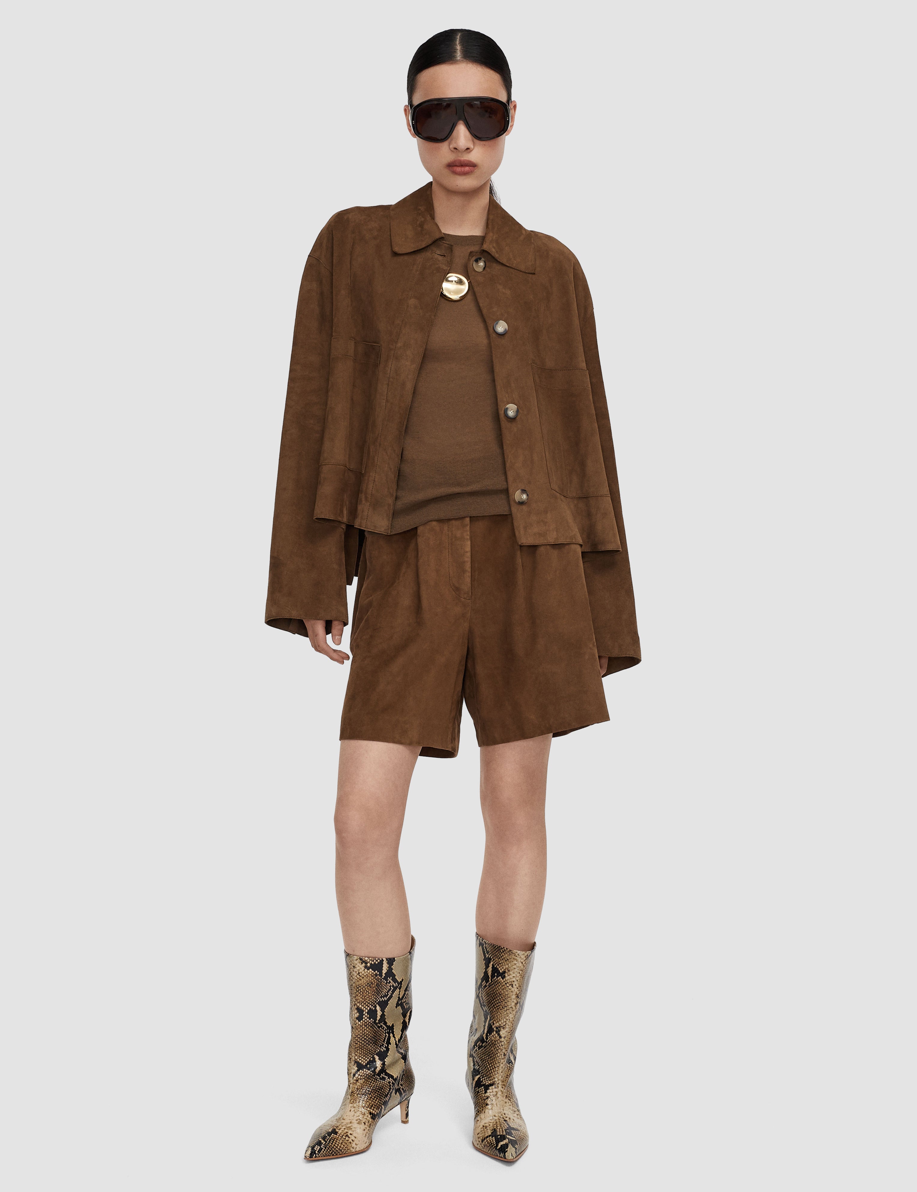 Brown Aitna Light Suede Jacket - Joseph