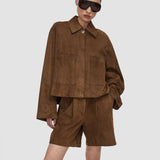 Brown Aitna Light Suede Jacket - Joseph