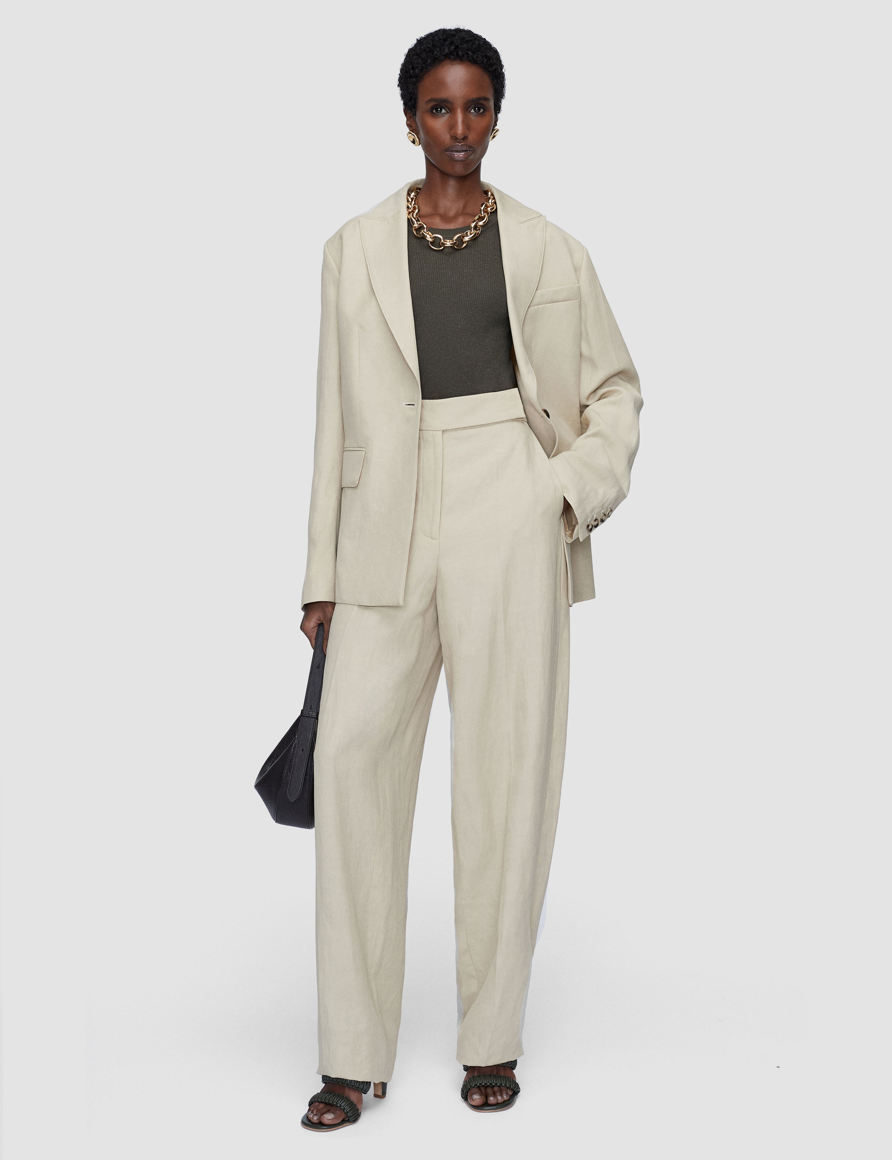 Beige Aix Light Linen Blend Trousers - Joseph